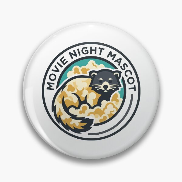 Item preview, Modern Minimalist Binturong Movie Night Mascot Popcorn Badge designed and sold by Arc2020.