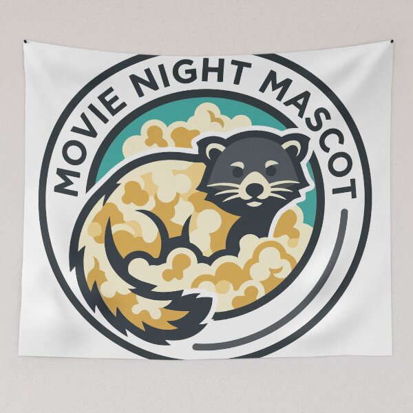 Item preview, Modern Minimalist Binturong Movie Night Mascot Popcorn Badge designed and sold by Arc2020.