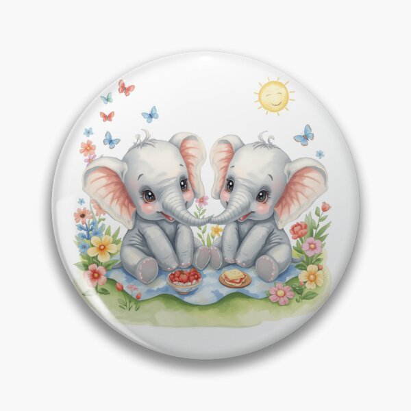 Item preview, Cute Baby Elephants - Pastel Watercolors Picnic designed and sold by DigitfanStudio.