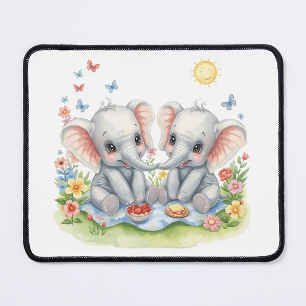Item preview, Cute Baby Elephants - Pastel Watercolors Picnic designed and sold by DigitfanStudio.