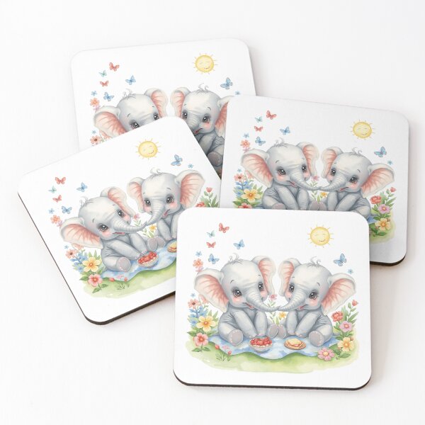 Item preview, Cute Baby Elephants - Pastel Watercolors Picnic designed and sold by DigitfanStudio.