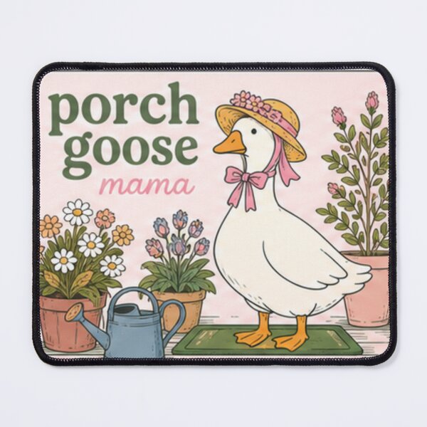 Item preview, porch goose mama with plants designed and sold by Georain.