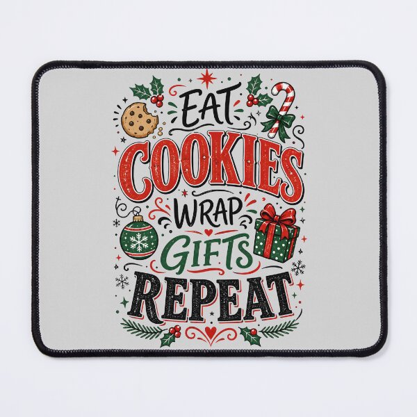 Item preview, Eat Cookies Wrap Gifts Repeat Funny Christmas Typography Retro Holiday Design designed and sold by MAD's Recreation Studio.