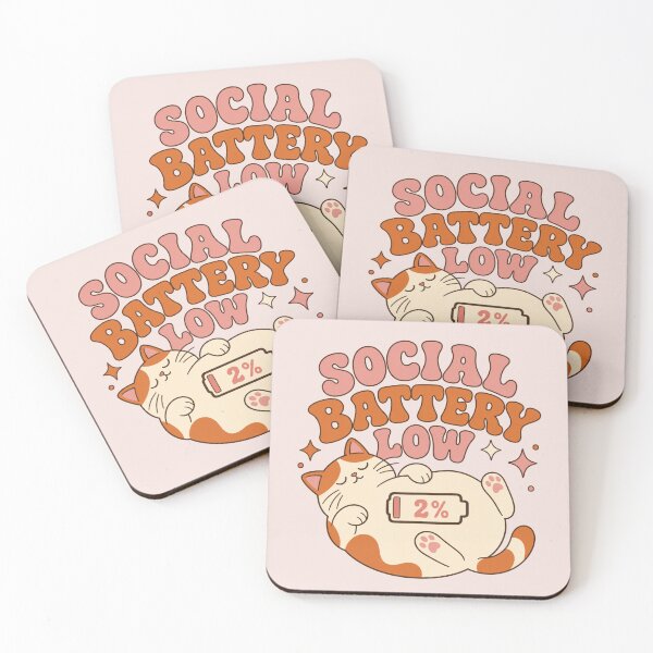 Item preview, Social Battery Low Cat designed and sold by Caring Hearts.