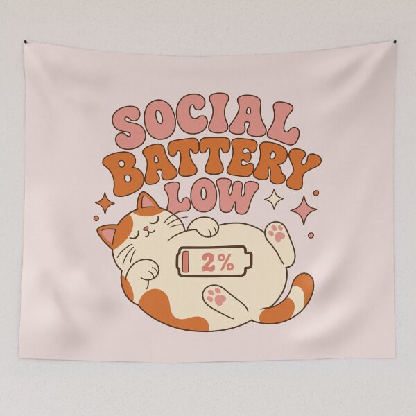 Item preview, Social Battery Low Cat designed and sold by Caring Hearts.