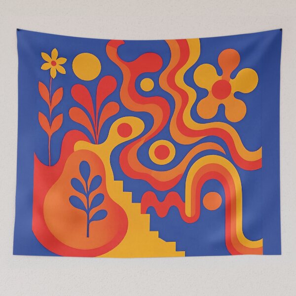 Item preview, Groovy Abstract Art with Wavy Lines and Geometric Shapes designed and sold by Lucia Amaris Art.