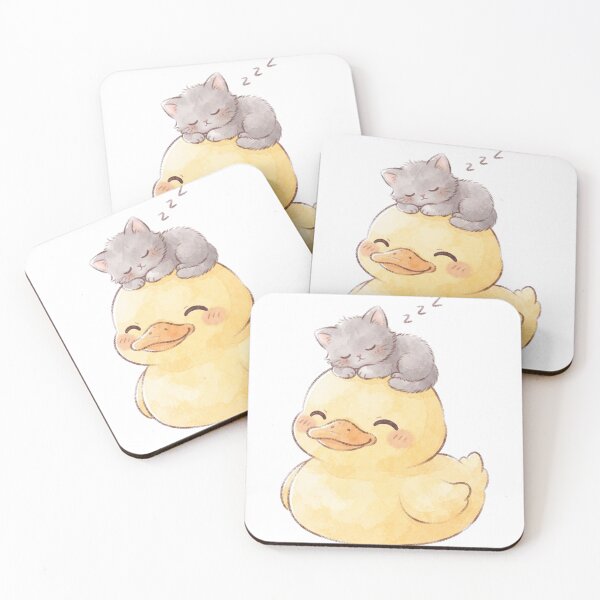 Item preview, Kawaii Duck and Sleepy Kitten - Cute Best Friends Nap Time designed and sold by 0Zetgest.