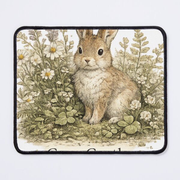 Item preview, Grow Gentle, Stay Wild | Vintage Botanical Rabbit Cottagecore Art designed and sold by DesignNouha.