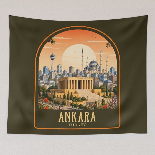 Item preview, Ankara Vintage Travel Illustration designed and sold by HomeLivingCo.