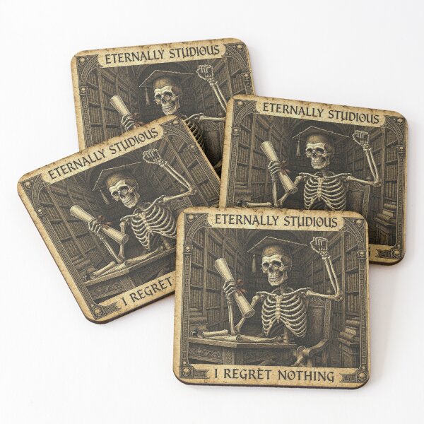 Item preview, Eternally Studious I Regret Nothing Skeleton Graduation Dark Academia designed and sold by thoughtswear.