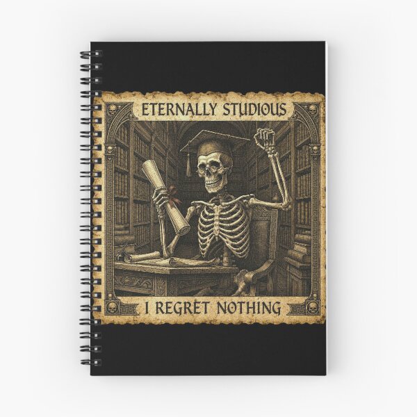 Item preview, Eternally Studious I Regret Nothing Skeleton Graduation Dark Academia designed and sold by thoughtswear.
