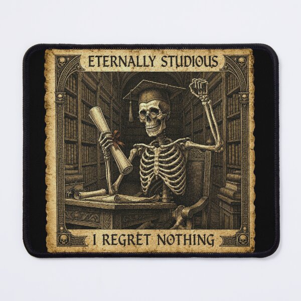 Item preview, Eternally Studious I Regret Nothing Skeleton Graduation Dark Academia designed and sold by thoughtswear.