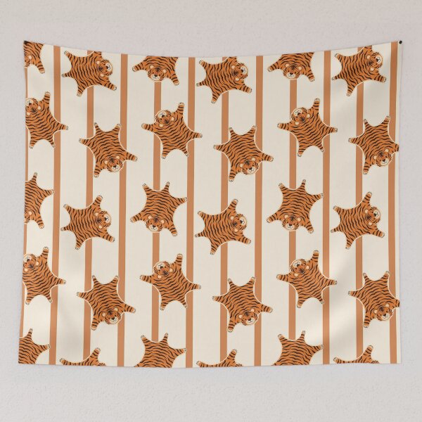 Item preview, Cute Tiger Rug vector seamless repeat pattern designed and sold by Retro Street Studios.