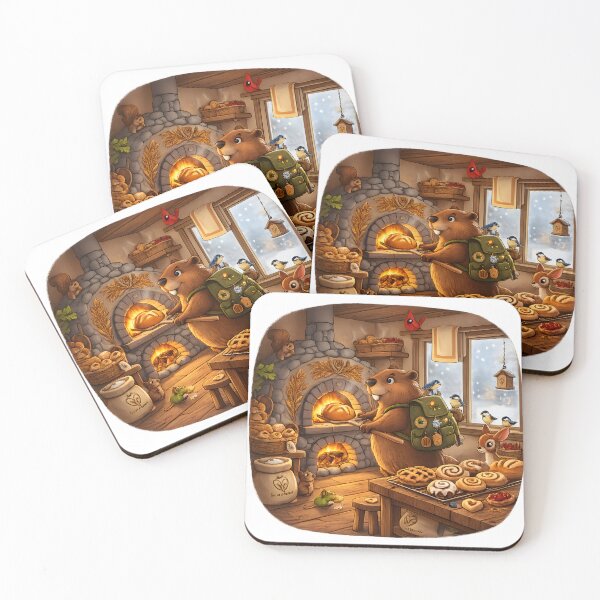 Item preview, Happy Beaver Adventures – Winter Forest Bakery designed and sold by Clothes With Smiling Animals Walt Gral.