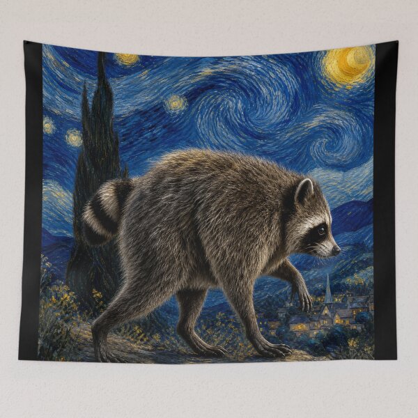 Item preview, The Jimothy Seattle Viral Raccoon Van Gogh Starry Night designed and sold by SunfullyYours.