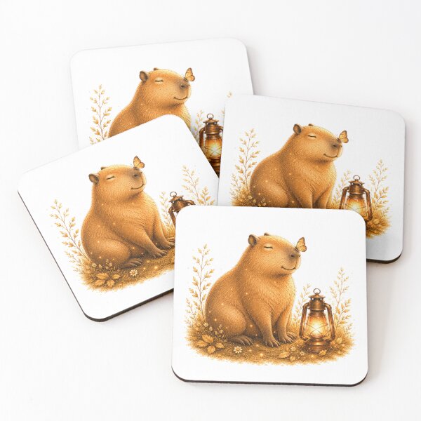 Item preview, Zen Capybara Butterfly Vintage Golden Hour Art designed and sold by AQUILAKREO.