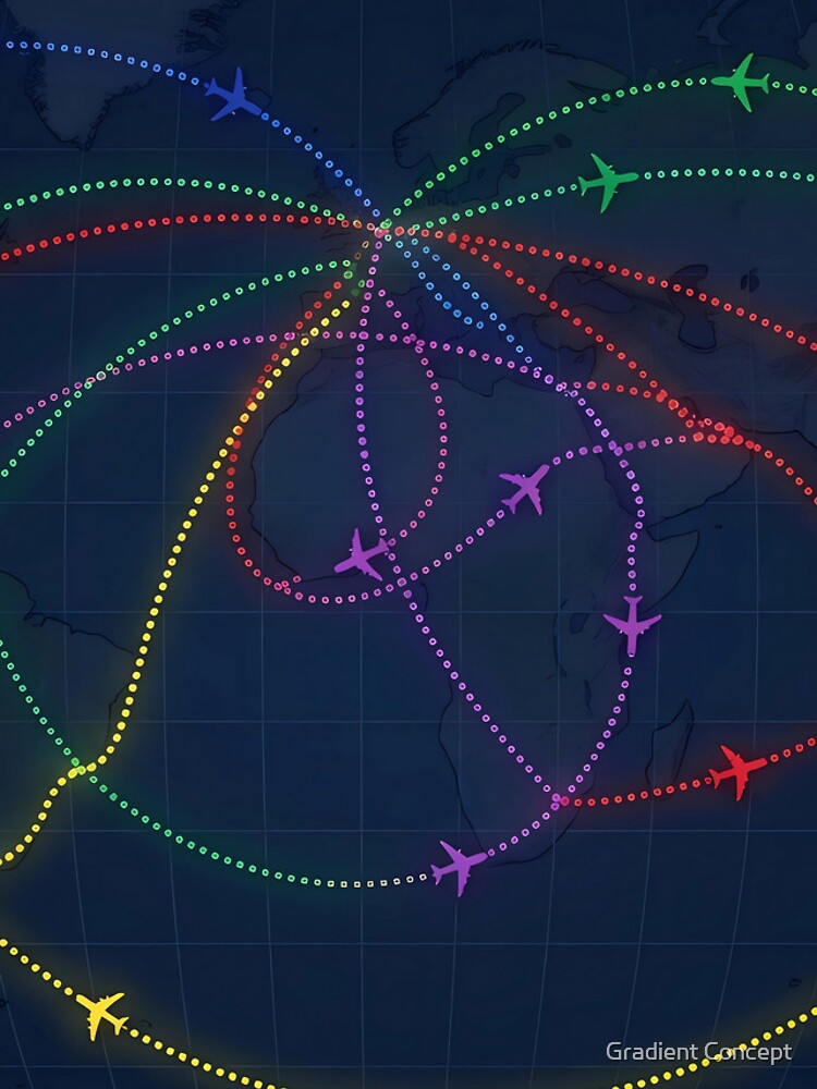 Thumbnail 4 of 4, iPhone Case, World Flight Routes Map designed and sold by gradientconcept.