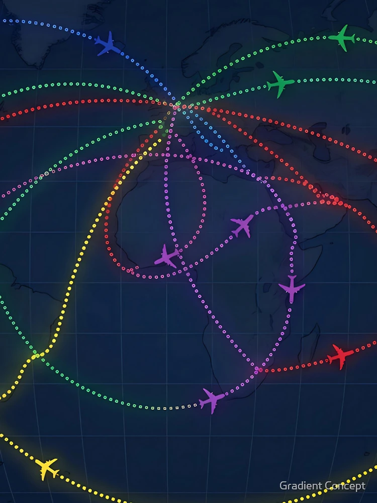 Thumbnail 4 of 4, iPhone Case, World Flight Routes Map designed and sold by Gradient Concept.