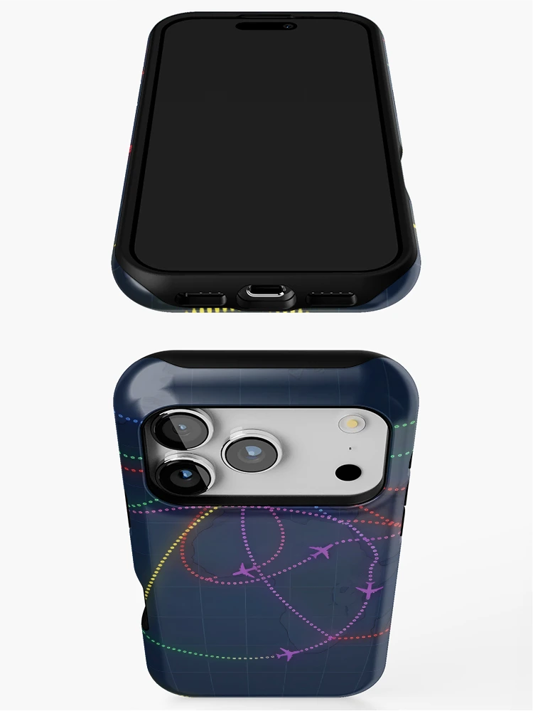 Thumbnail 3 of 4, iPhone Case, World Flight Routes Map designed and sold by Gradient Concept.