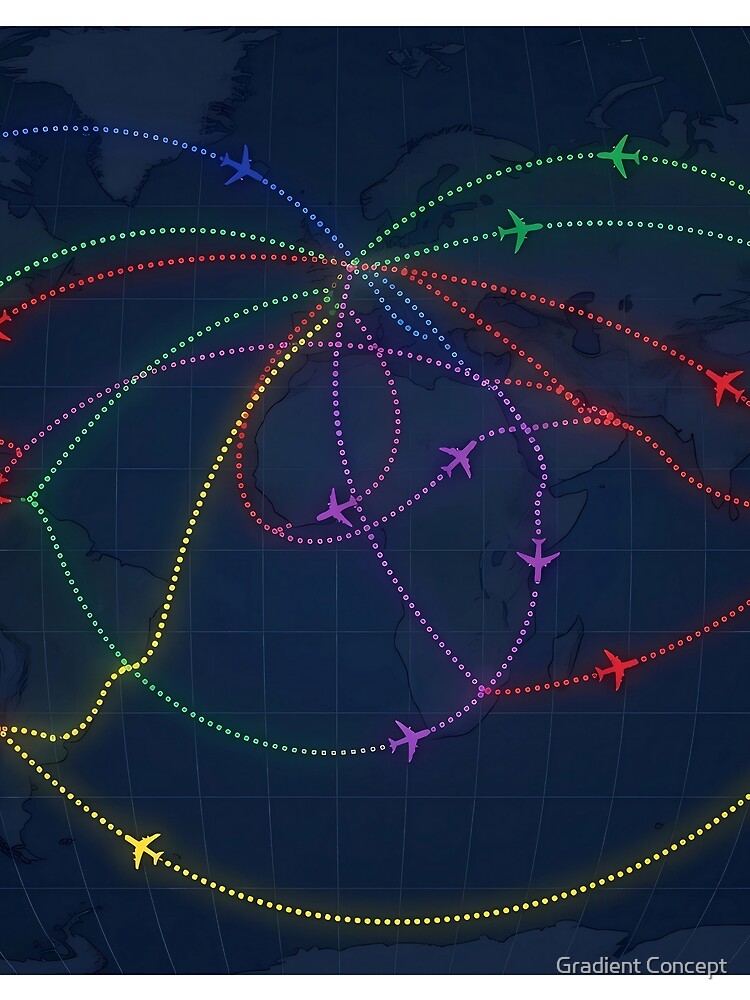 Thumbnail 3 of 3, Scarf, World Flight Routes Map designed and sold by gradientconcept.