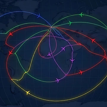 Artwork thumbnail, World Flight Routes Map by Gradient Concept
