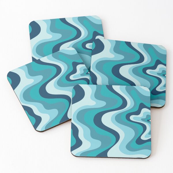 Item preview,  Liquid Swirl Retro Abstract in Deep Navy Blue , Light Teal, and Medium Teal Blue, Cream, and White designed and sold by Differenceee.