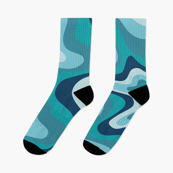 Item preview,  Liquid Swirl Retro Abstract in Deep Navy Blue , Light Teal, and Medium Teal Blue, Cream, and White designed and sold by Differenceee.