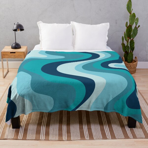 Item preview, Liquid Swirl Retro Abstract in Deep Navy Blue , Light Teal, and Medium Teal Blue, Cream, and White designed and sold by Differenceee.