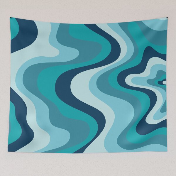 Item preview,  Liquid Swirl Retro Abstract in Deep Navy Blue , Light Teal, and Medium Teal Blue, Cream, and White designed and sold by Differenceee.