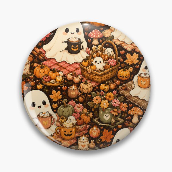 Item preview, Cute Ghost Autumn Coffee Pattern | Cozy Halloween Fall Leaves designed and sold by DecoVibe.