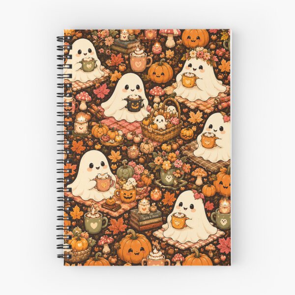 Item preview, Cute Ghost Autumn Coffee Pattern | Cozy Halloween Fall Leaves designed and sold by DecoVibe.