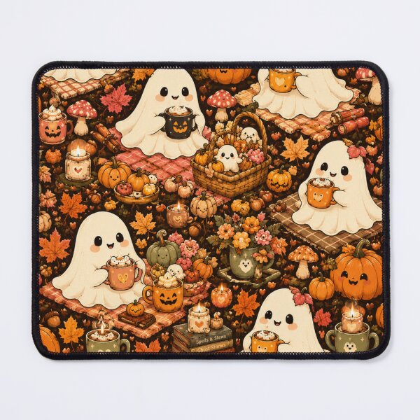 Item preview, Cute Ghost Autumn Coffee Pattern | Cozy Halloween Fall Leaves designed and sold by DecoVibe.