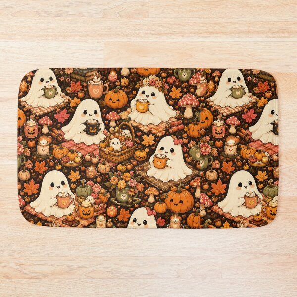 Item preview, Cute Ghost Autumn Coffee Pattern | Cozy Halloween Fall Leaves designed and sold by DecoVibe.