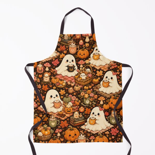 Item preview, Cute Ghost Autumn Coffee Pattern | Cozy Halloween Fall Leaves designed and sold by DecoVibe.
