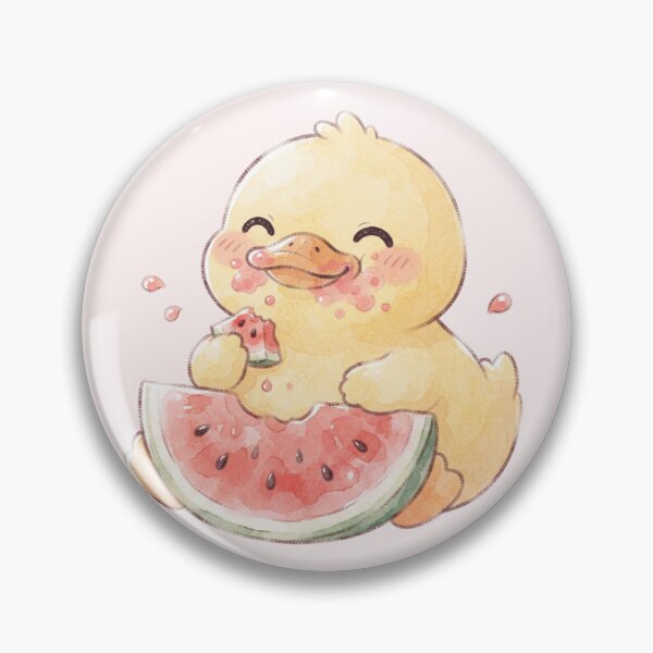 Item preview, Kawaii Duck Eating Watermelon - Cute Summer Fruit Aesthetic designed and sold by 0Zetgest.