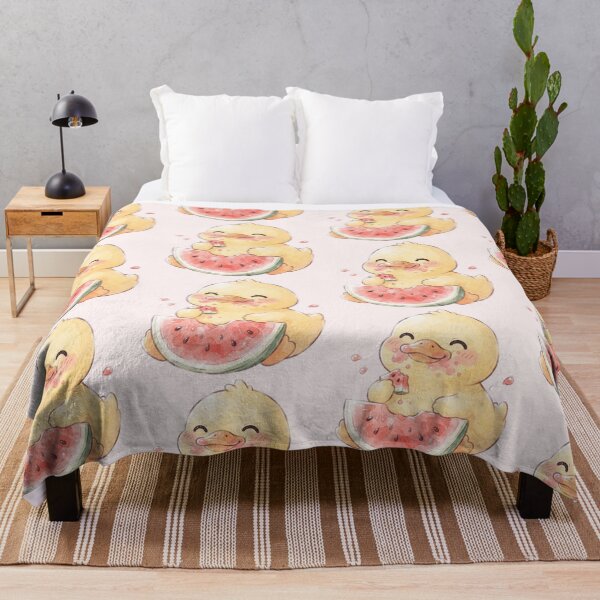 Item preview, Kawaii Duck Eating Watermelon - Cute Summer Fruit Aesthetic designed and sold by 0Zetgest.