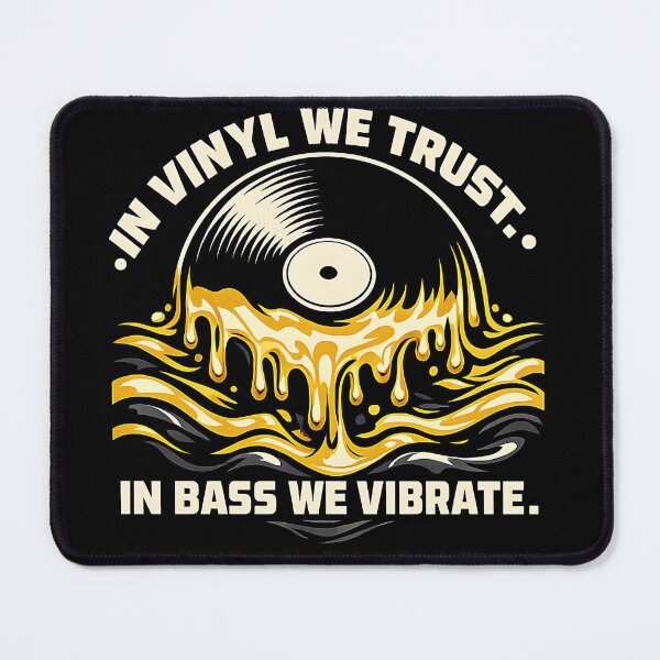 Item preview, In Vinyl We Trust In Bass We Vibrate Melting Vinyl Record DJ Design designed and sold by ZenRave Designs.