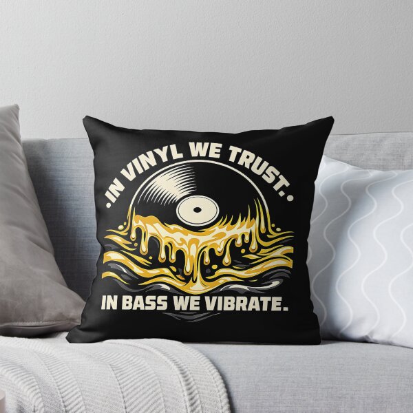 Item preview, In Vinyl We Trust In Bass We Vibrate Melting Vinyl Record DJ Design designed and sold by  ZenRave Designs.