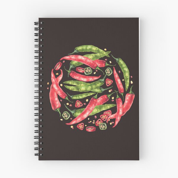 Item preview, Copy of Watercolor chili pepper in circle. Red hot Vegetable pods. Food spices hand drawn designed and sold by BartolArt.