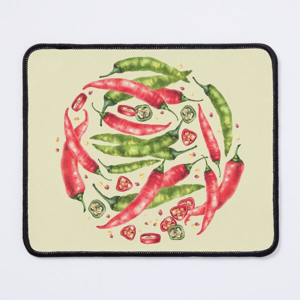 Item preview, Copy of Watercolor chili pepper in circle. Red hot Vegetable pods. Food spices hand drawn designed and sold by BartolArt.
