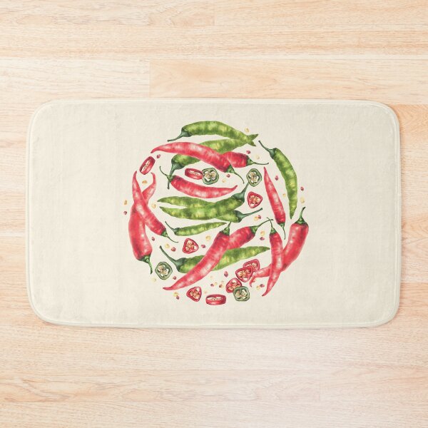Item preview, Copy of Watercolor chili pepper in circle. Red hot Vegetable pods. Food spices hand drawn designed and sold by BartolArt.