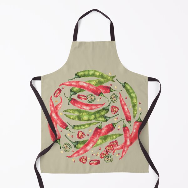 Item preview, Copy of Watercolor chili pepper in circle. Red hot Vegetable pods. Food spices hand drawn designed and sold by BartolArt.