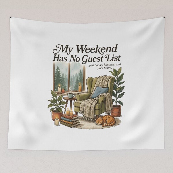 Item preview, My Weekend Has No Guest List Shirt | Cozy Introvert Reading Book Lover Cottagecore Sweatshirt Hoodie Gift designed and sold by softmind studio.