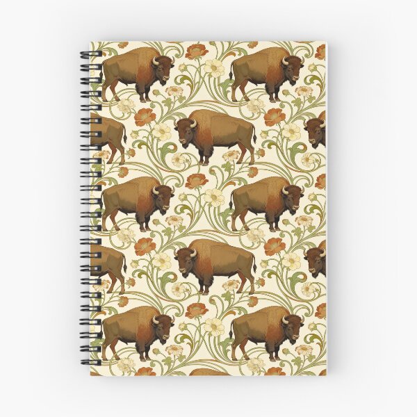 Item preview, Elegant Art Nouveau Buffalo Botanical Seamless Pattern Inspired by Prairie Wildflowers designed and sold by fricostyle.