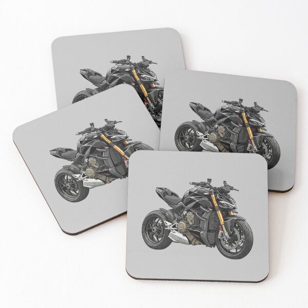 Item preview, Black Ducati Streetfighter V4 Hypernaked Motorcycle Illustration designed and sold by Motorline44.