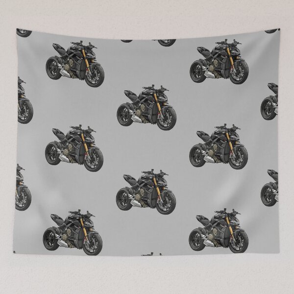Item preview, Black Ducati Streetfighter V4 Hypernaked Motorcycle Illustration designed and sold by Motorline44.