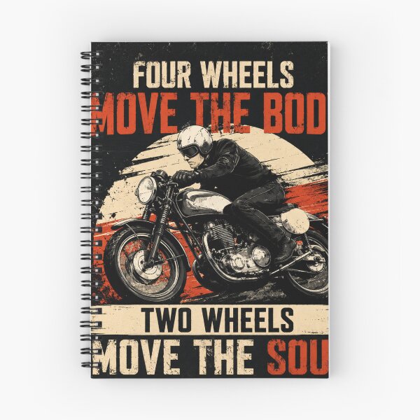 Item preview, Four Wheels Move the Body Two Wheels Move the Soul | Vintage Motorcycle Rider Wall Art | Cafe Racer Biker Gift | Retro Motorbike Quote Poster designed and sold by AbstractAuraArt.