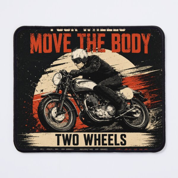 Item preview, Four Wheels Move the Body Two Wheels Move the Soul | Vintage Motorcycle Rider Wall Art | Cafe Racer Biker Gift | Retro Motorbike Quote Poster designed and sold by AbstractAuraArt.