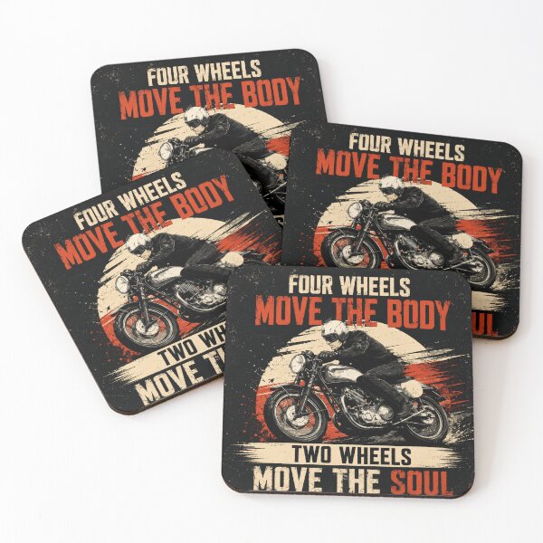 Item preview, Four Wheels Move the Body Two Wheels Move the Soul | Vintage Motorcycle Rider Wall Art | Cafe Racer Biker Gift | Retro Motorbike Quote Poster designed and sold by AbstractAuraArt.