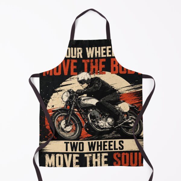 Item preview, Four Wheels Move the Body Two Wheels Move the Soul | Vintage Motorcycle Rider Wall Art | Cafe Racer Biker Gift | Retro Motorbike Quote Poster designed and sold by AbstractAuraArt.